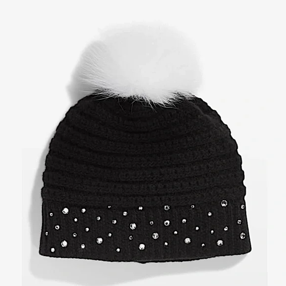 Carolyn Rowan Crystal Cashmere Beanie w/fox Fur Pompom Carolyn Rowan Collection Sequined Cashmere Beanie | Saks  main image 3